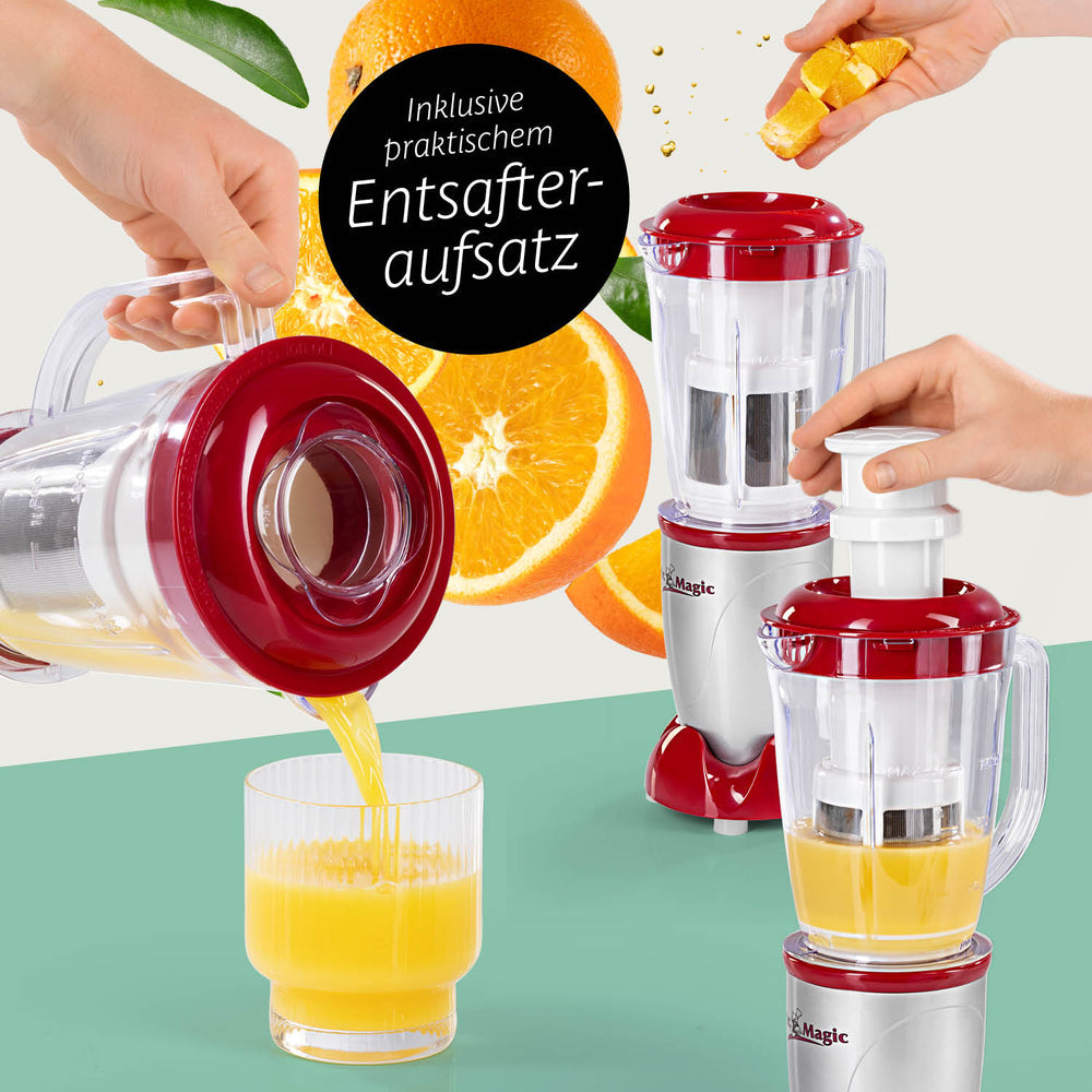 Gourmetmaxx Smoothie-Mixer Mr. Magic – 0,75 l, 400 W, spülmaschinenfest – rot/silber