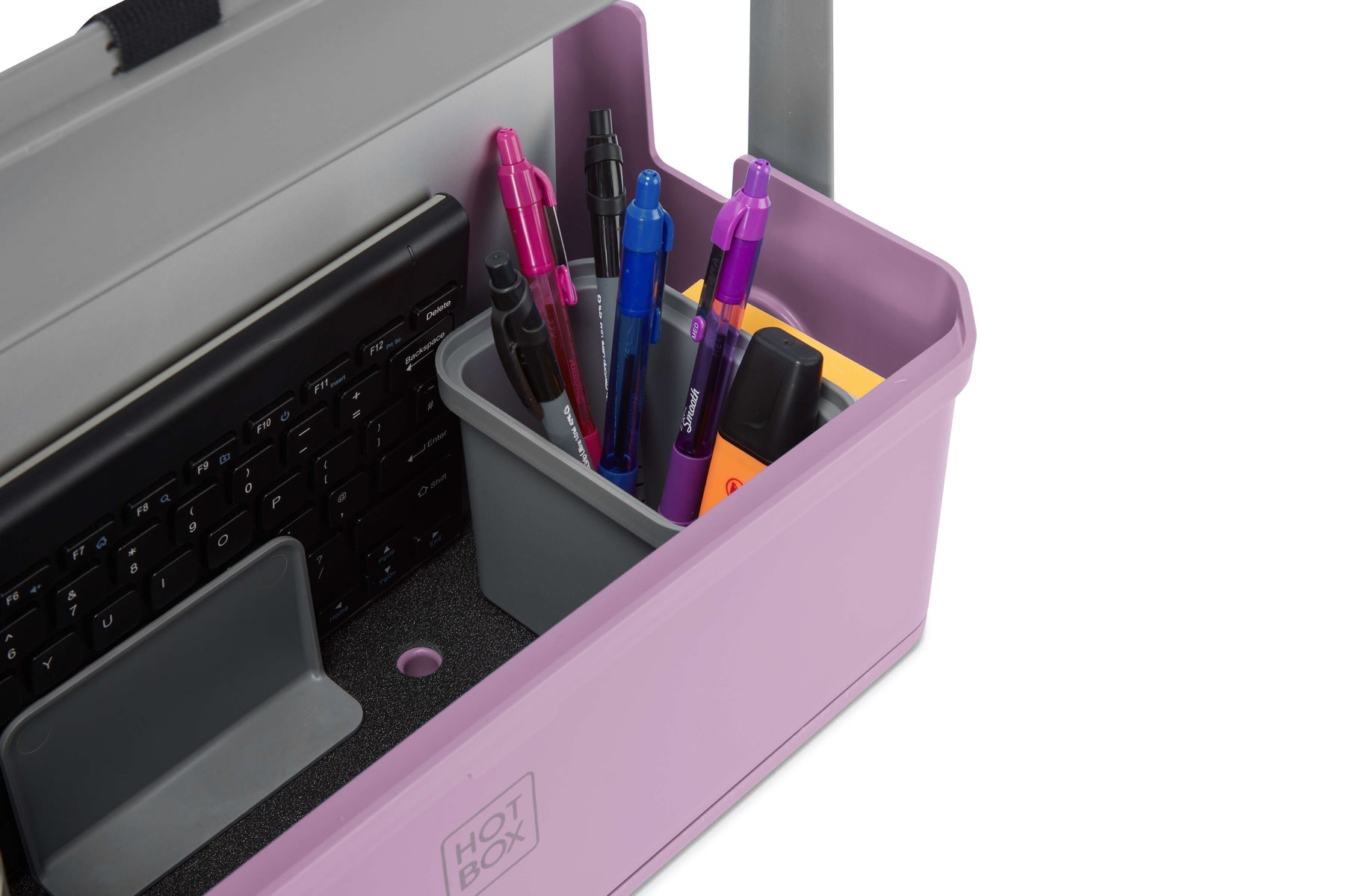 Hotbox Laptop-Ständer – bis 14,9", 2 Schubladen, höhenverstellbar – Violett