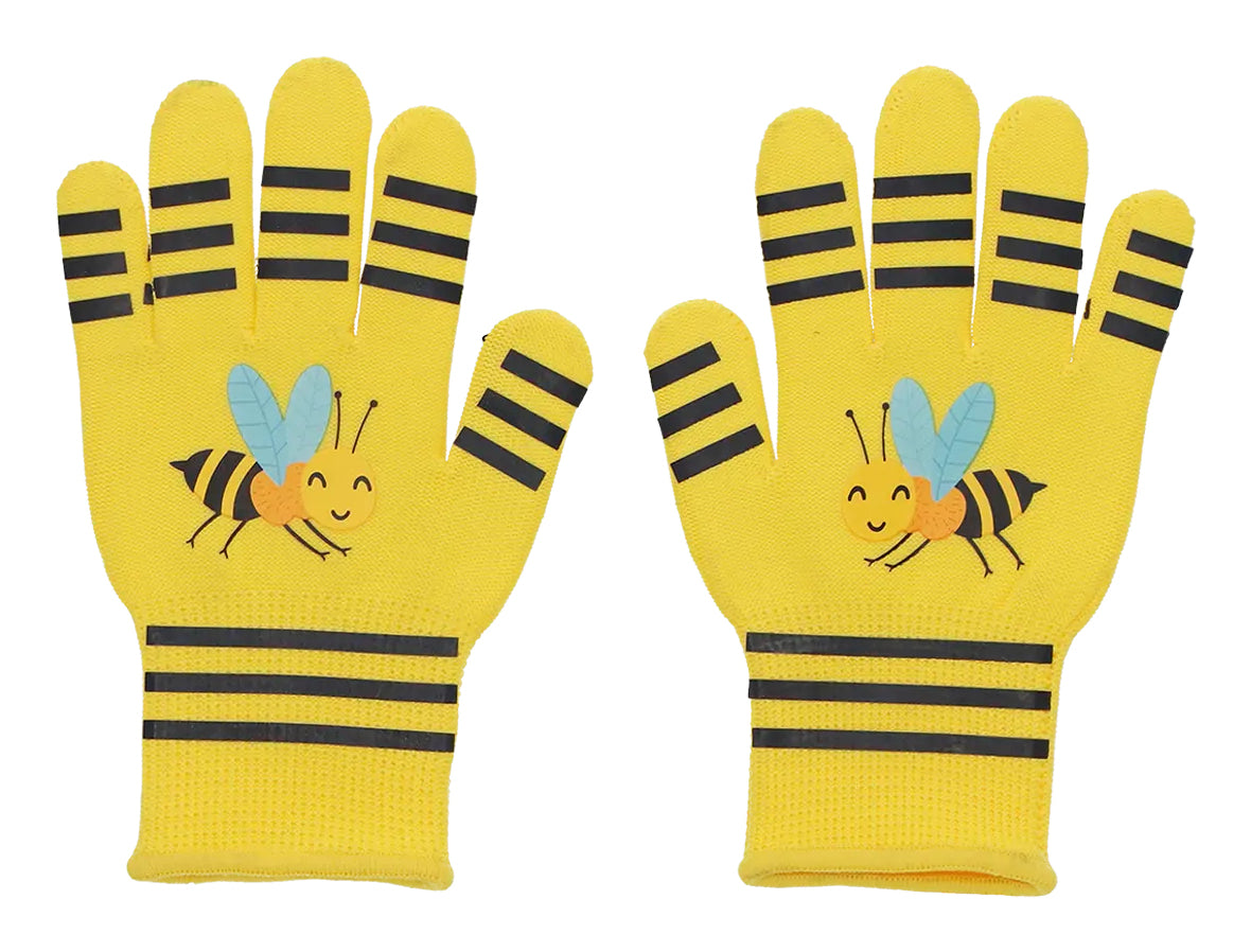 Esschert Design Kinderhandschuhe Biene – Universalgrösse, 1 Paar – Polyester/Elasthan, Gelb, Länge 16,5 cm