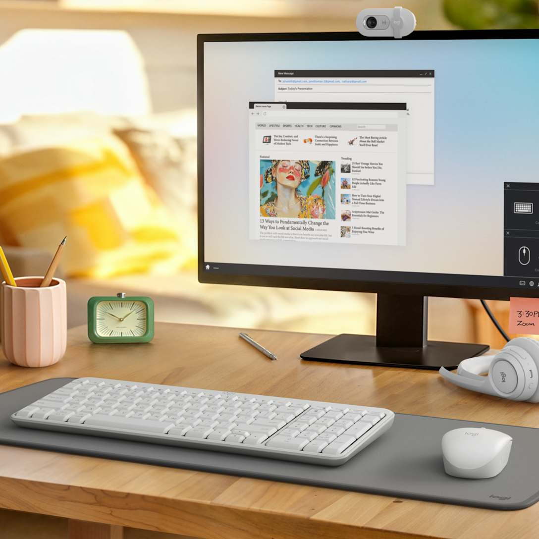 Logitech MK250 – Tastatur- und Maus-Set – Bluetooth & 2,4 GHz (USB-A Empfänger) – QWERTY (IT) – Weiss