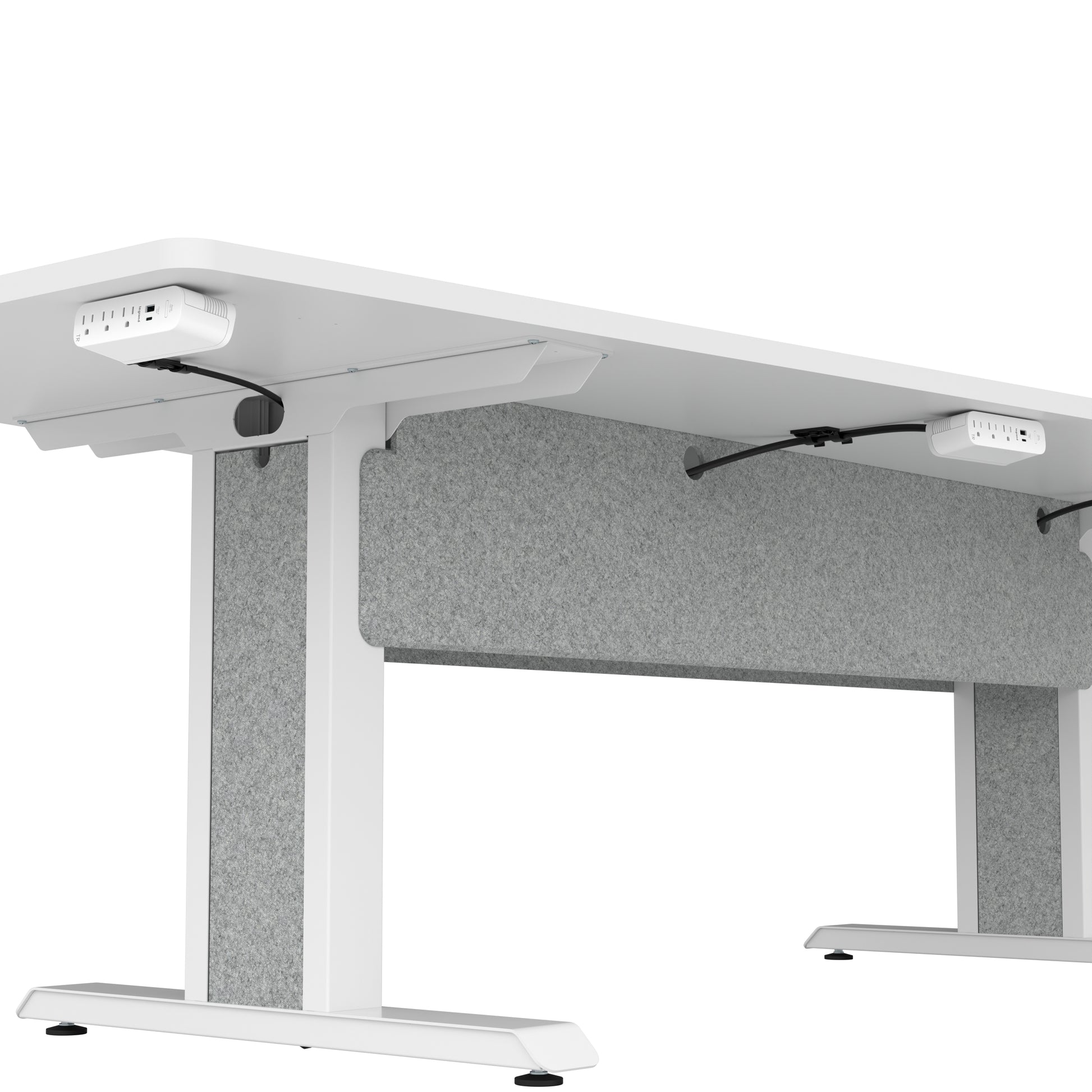 Middle Atlantic FM-TAN-0595430-D8W – Schreibtisch, 150 × 150 cm, weiss, Hochdrucklaminat (HPL)/Stahl