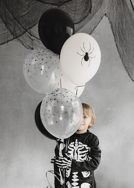 PartyDeco Luftballons Spinnen – Schwarz, Weiss – Ø 30 cm – Latex – 6 Stk
