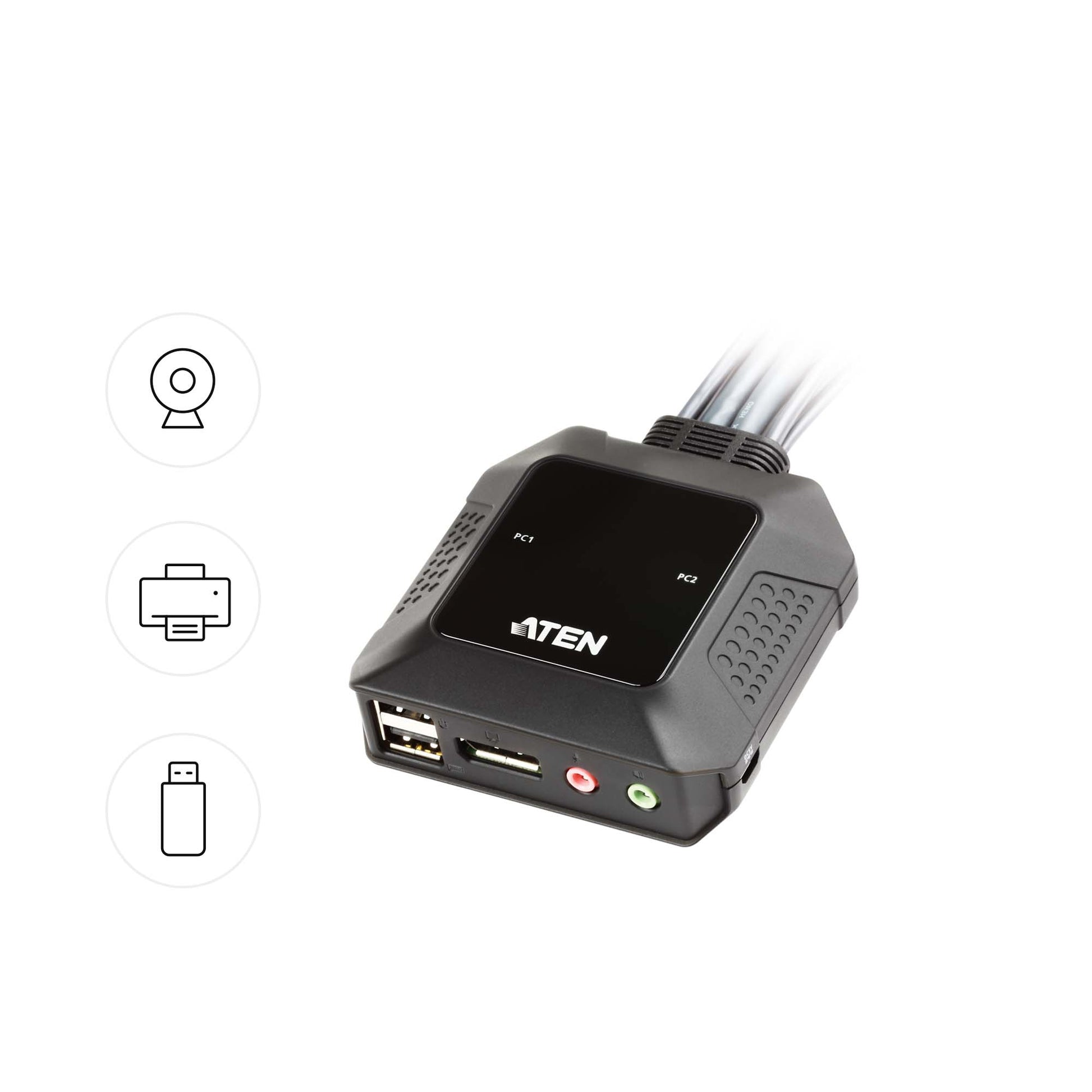 ATEN CS22DP – KVM-Switch – 2-Port, DP – 4096 × 2160 @ 30 Hz, Audio