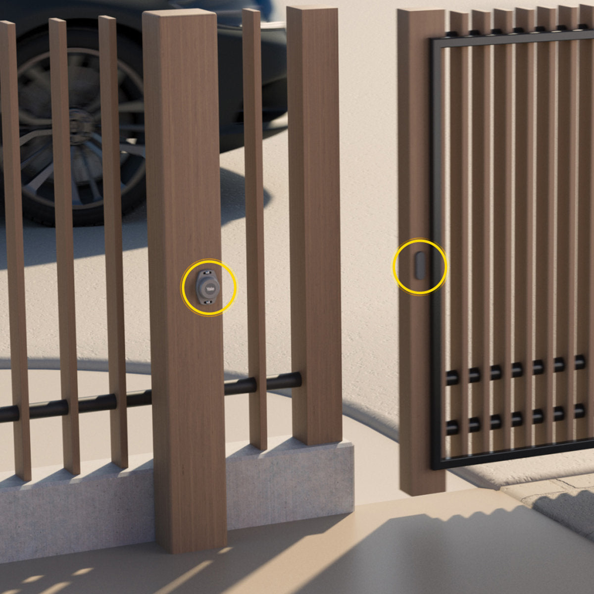Yale Smart Positionssensor Garagentoröffner – kabellos, BT, 70×46×21 mm, Schwarz/Grau