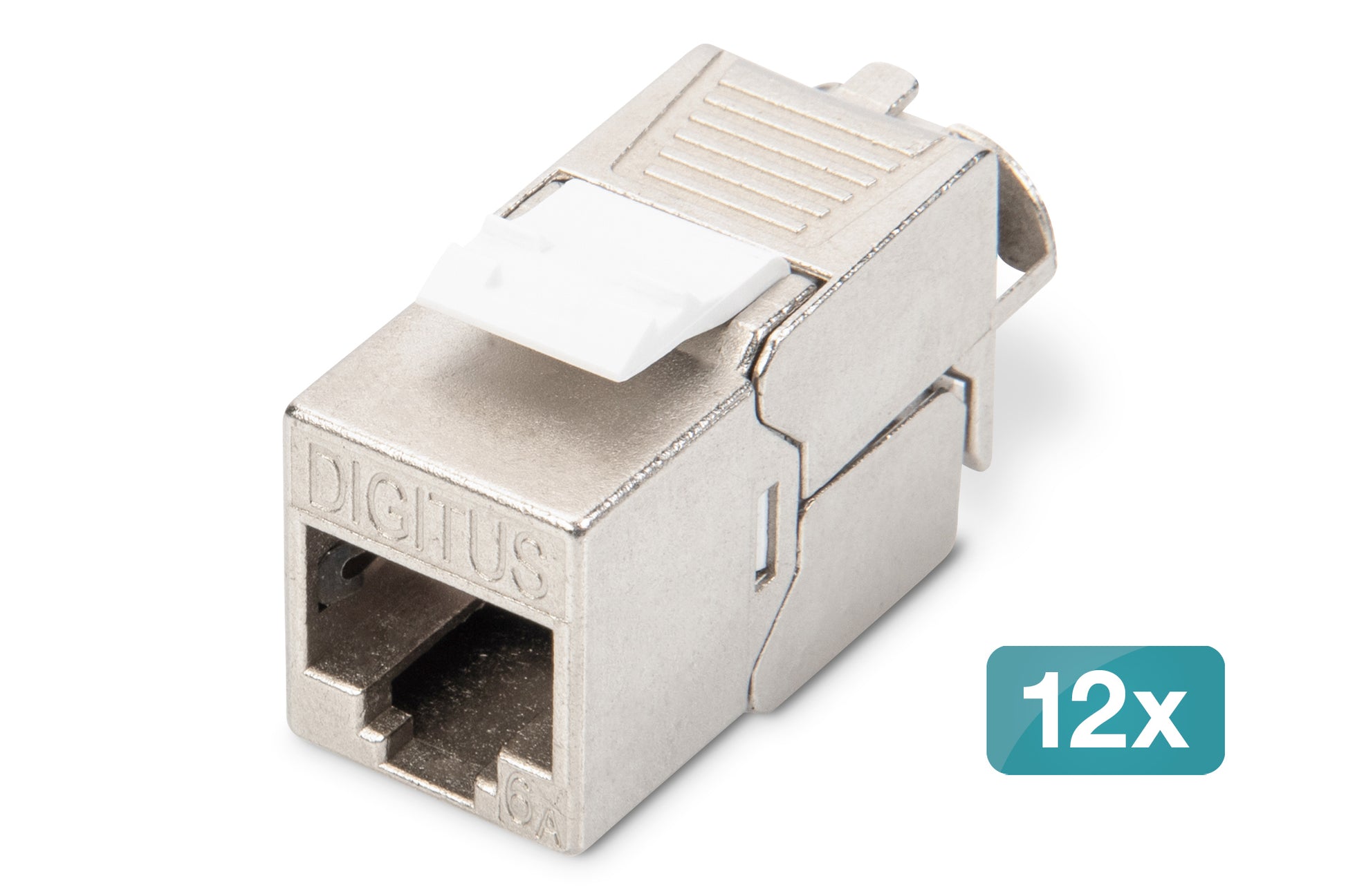 Digitus Keystone-Modul Cat6A, geschirmt – 10GBase-T, 500 MHz, RJ-45, 12er-Pack, Silber