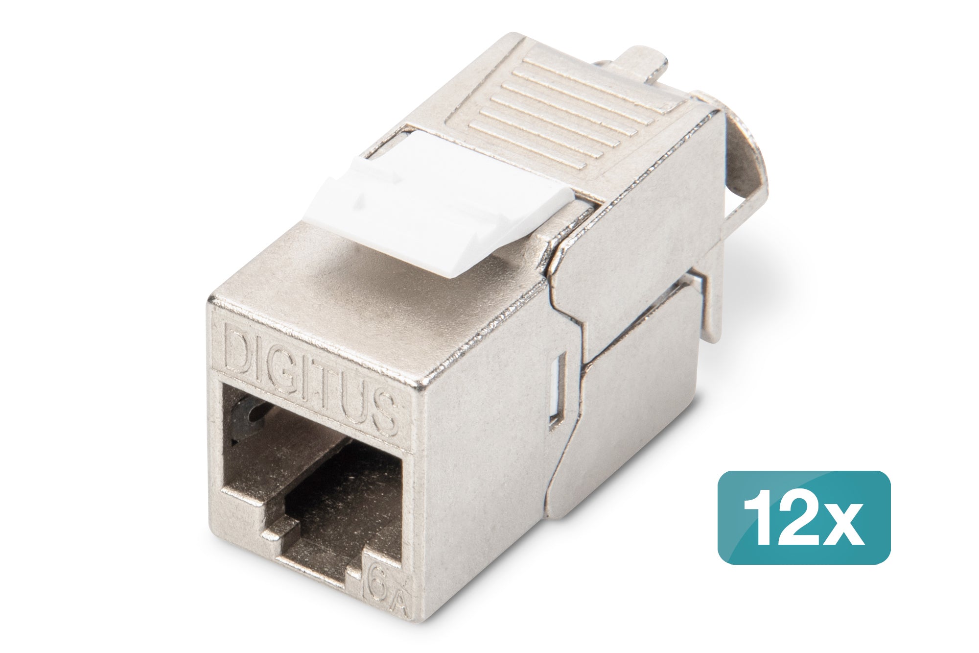 Digitus Keystone-Modul Cat6A, geschirmt – 10GBase-T, 500 MHz, RJ-45, 12er-Pack, Silber