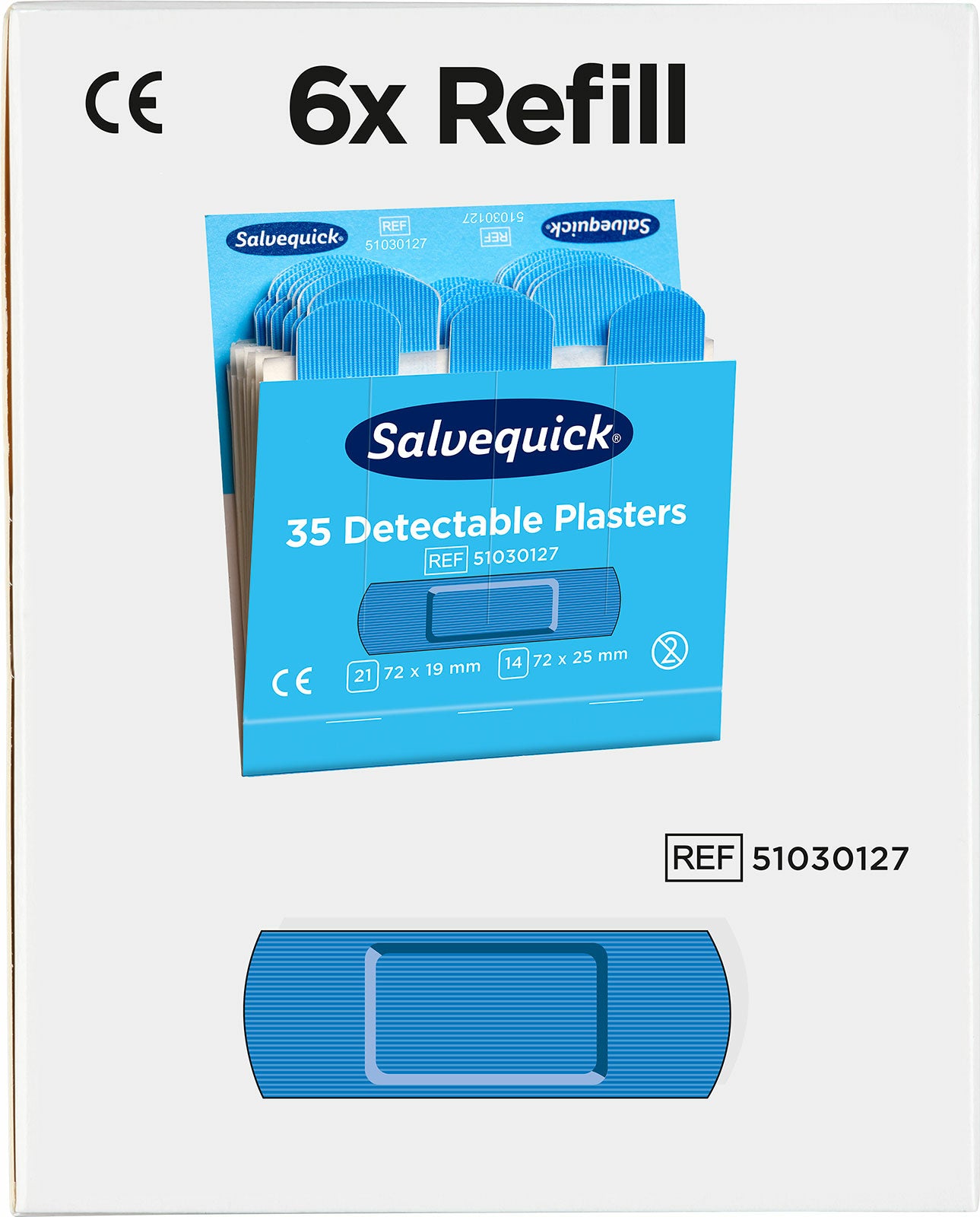 Cederroth Nachfüllpackung für detektierbare Pflaster – 35 Stück, für Salvequick Spender, 72 × 19 mm, 72 × 25 mm