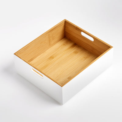 Zeller Present Aufbewahrungsbox – Bambus – Weiss – mit Griff – 300 × 105 × 270 mm