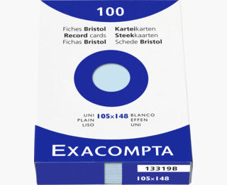 Exacompta Karteikarte A6 quer, blanko, blau, 205 g/m², Karteikarton – 100 Stück