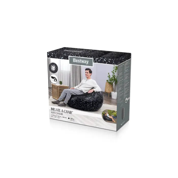 Bestway Beistelltisch 75153 – 122 × 122 × 66 cm – PVC – Schwarz – mit Flickzeug