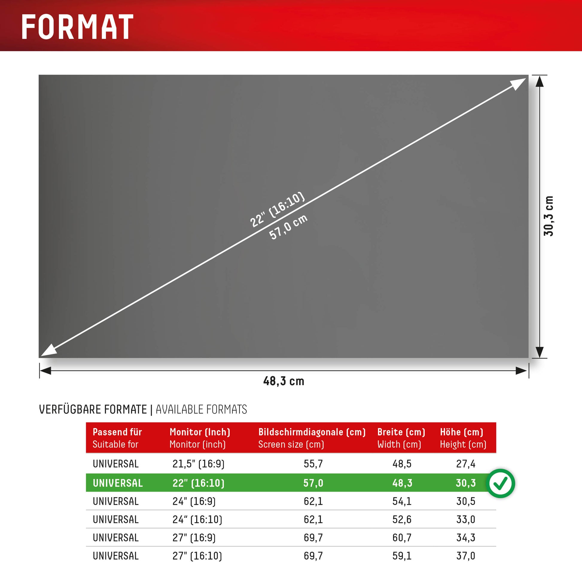 Displex Magnetischer Blickschutzfilter für Monitor 22,0", 16:10 – 483 × 303 mm, 2-Wege