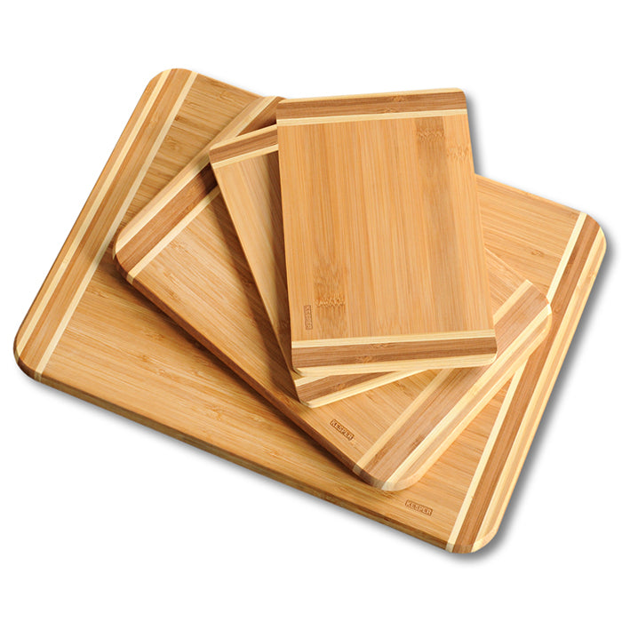 Kesper Schneidebrett-Set 4-teilig, 38 × 28,5 × 1,6 cm, Bambus, natur