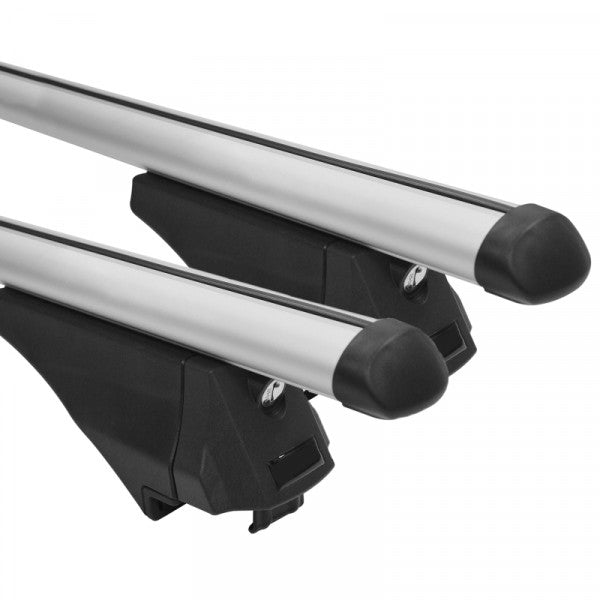 Fischer Relingträger CrossLine L – Dachmontage, mit Schloss – bis 75 kg, 120 cm – schwarz – 2 Stk.