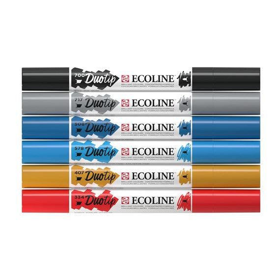Talens Ecoline Duotip Urban Landscape 11609913 Doppelfasermaler – Duo-Spitze, 6er Set