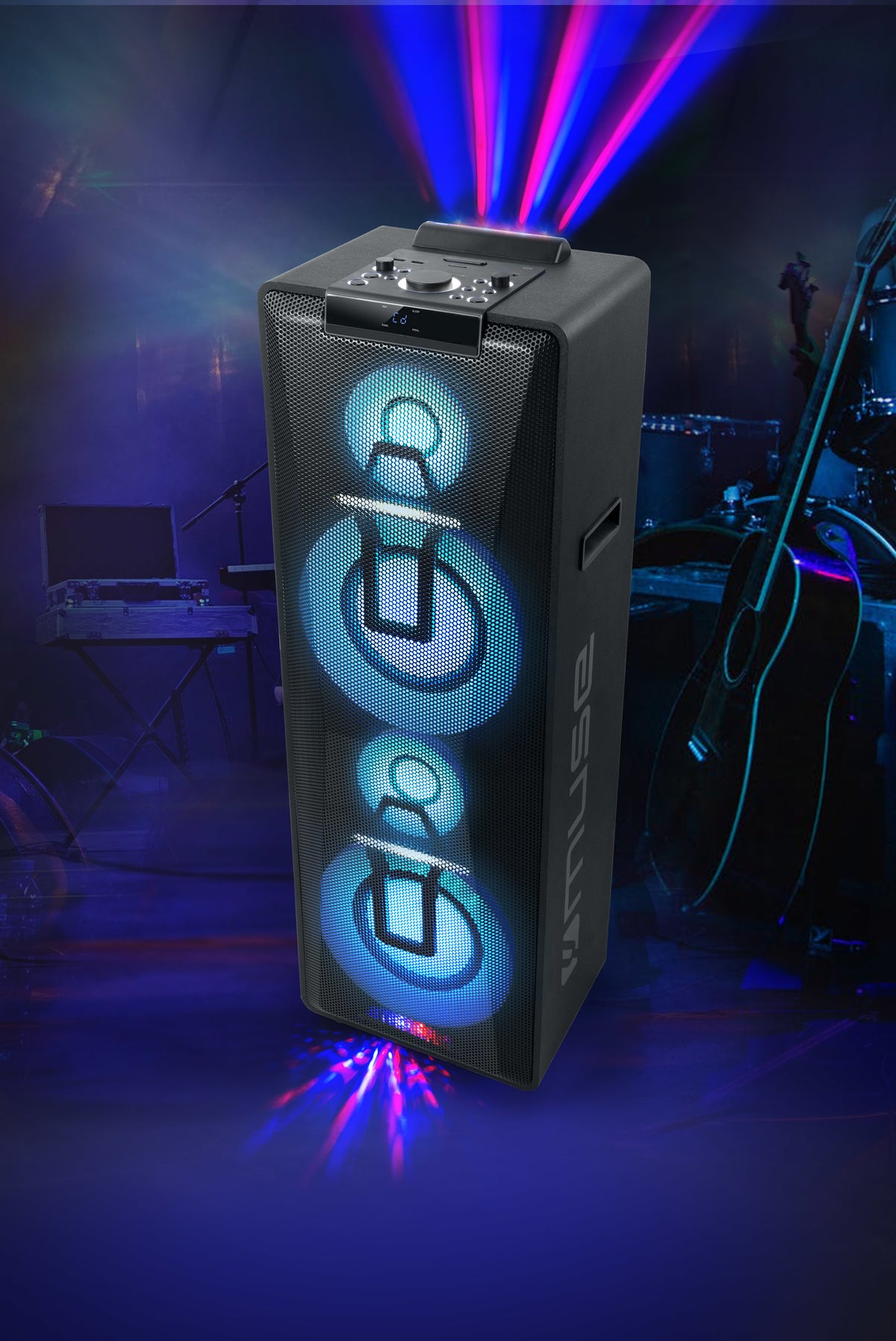 Muse M-1990 DJ – Party-Lautsprecher – 1000 W, LED, mit CD-Player und Mikrofon, Schwarz