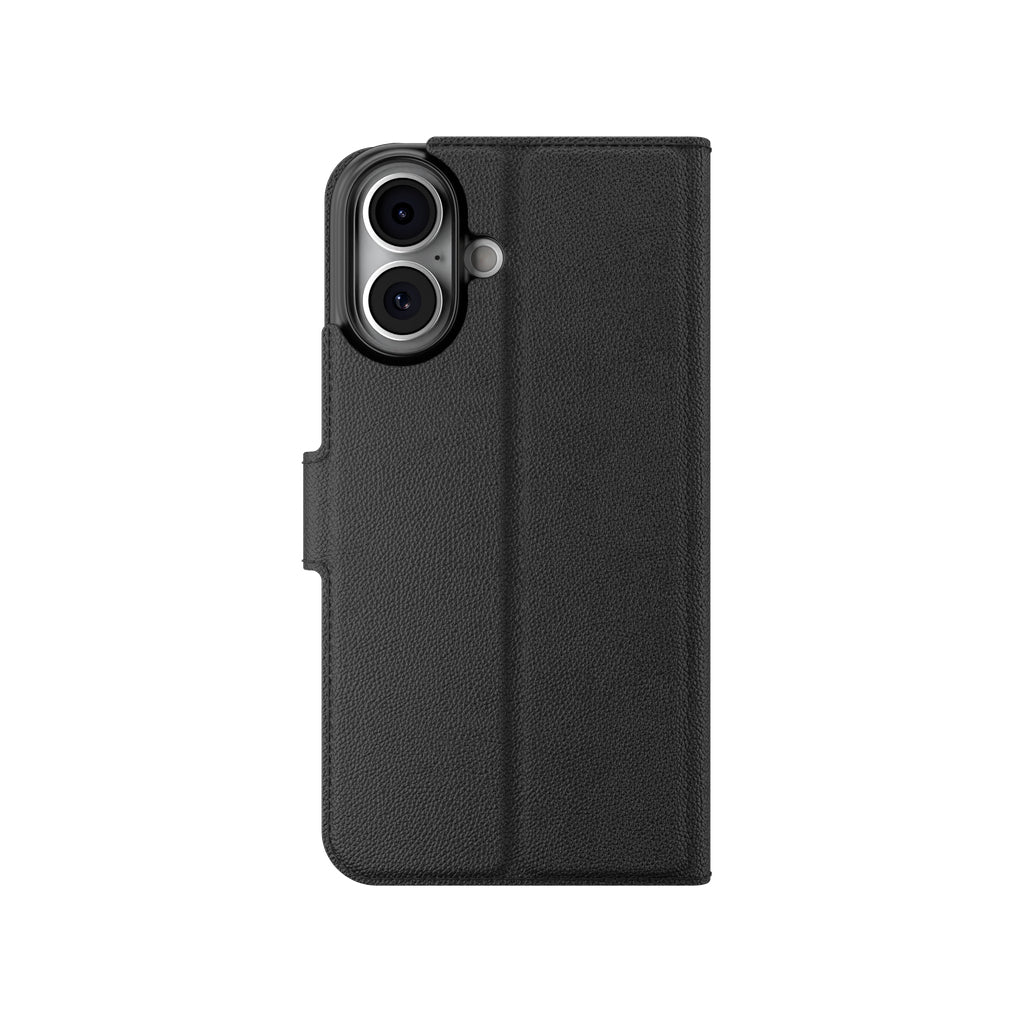 IFROGZ Defence Folio – für Apple iPhone 16, mit Ständer, mit 3 Kartenfächern, PU+PC, Schwarz