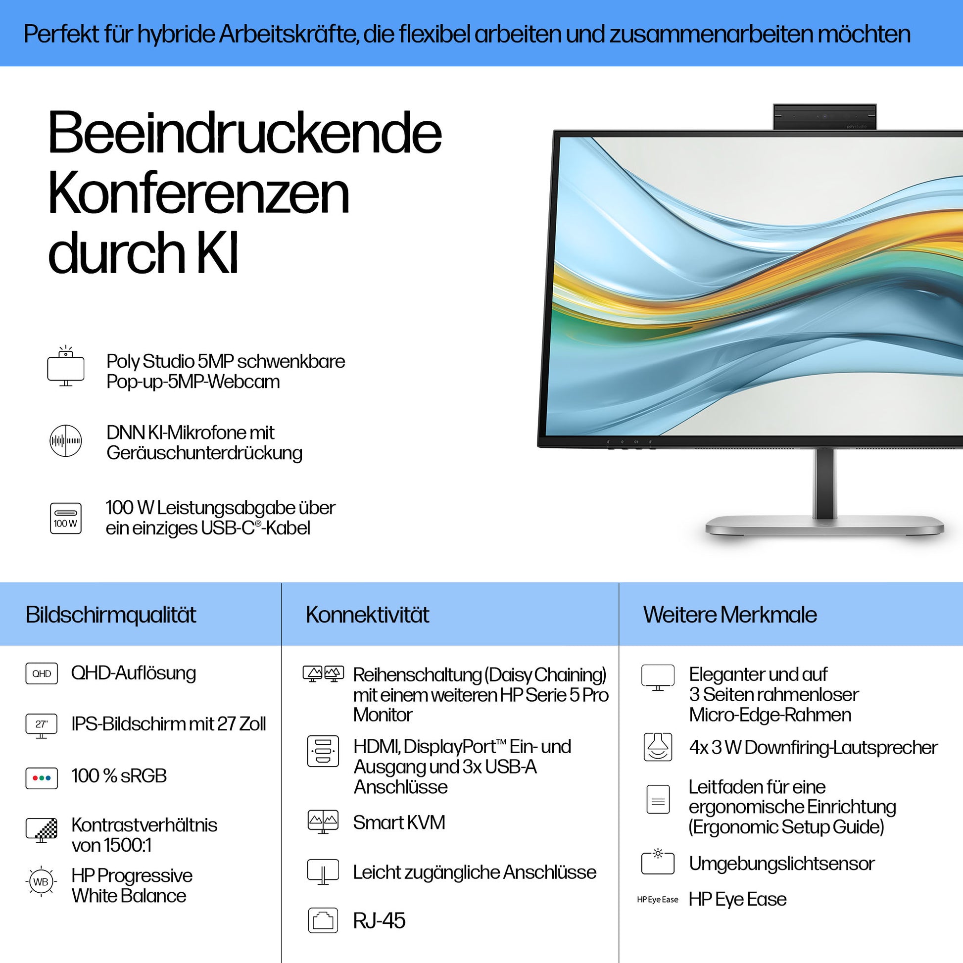 HP S5 PRO 527PM – Monitor, QHD (2560 × 1440), USB-C, Docking