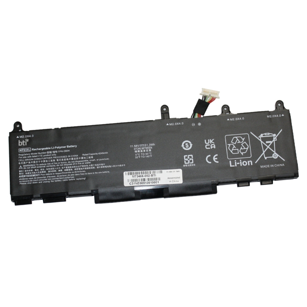 BTI Notebook-Akku – für HP-Notebooks – 51,3 Wh, 11,58 V (3 Zellen) – Schwarz