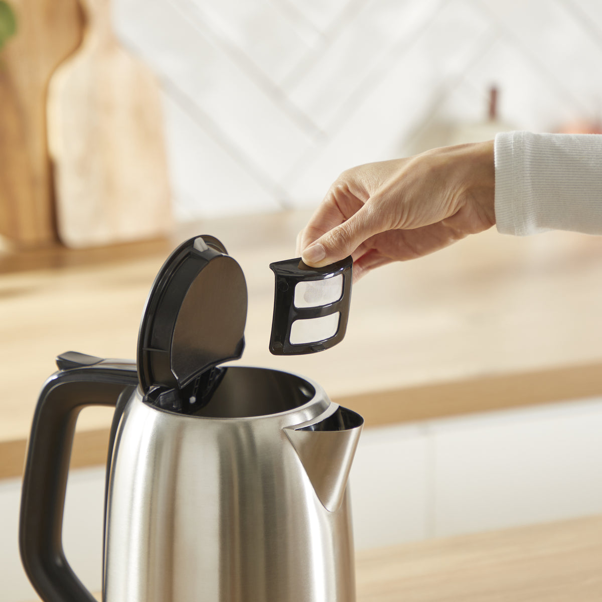 Tefal Wasserkocher Subito KO5S0DCH – 1,7 l, Edelstahl, Temperaturwahl, 2400 W, 360°-Sockel