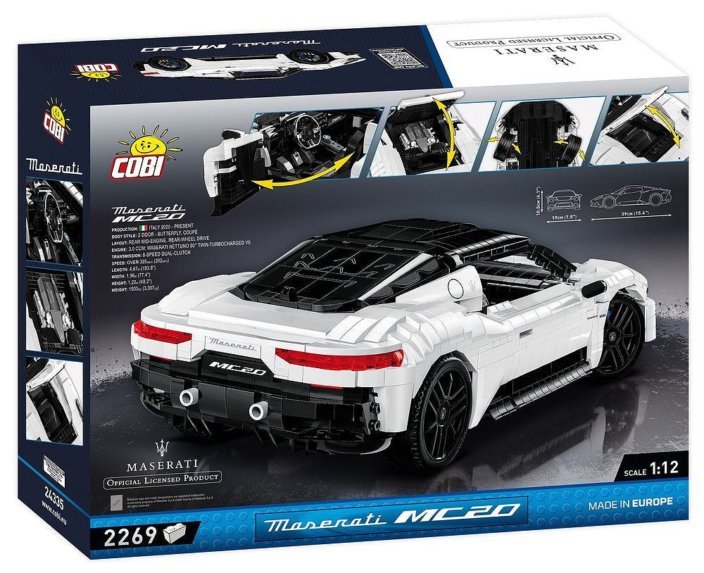 COBI Maserati MC20 Bausteine – 2269-teilig – 39 × 19 × 10,5 cm – ab 12 J. – Kunststoff, schwarz/weiss