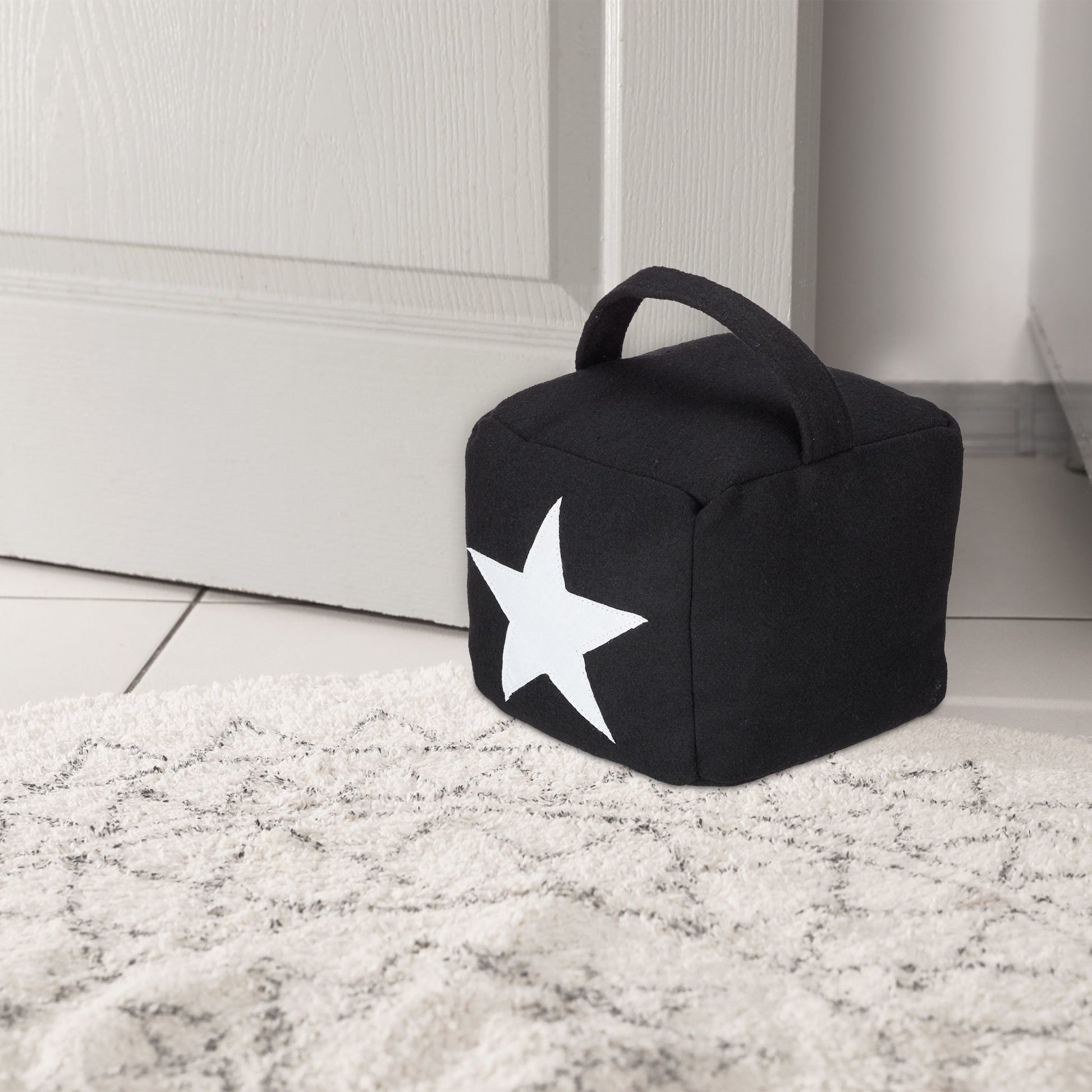 Relaxdays Türstopper – Polyester/Sand – Schwarz – Ø 150 × H 200 mm