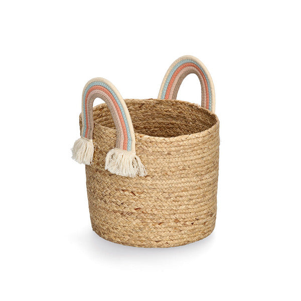 Zeller Present Aufbewahrungskorb – Seegras, Baumwolle – Natur – mit Griff – Ø 300 × H 300 mm