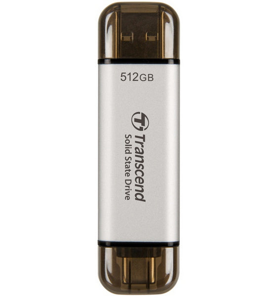 Transcend ESD310S Speichergerät – 512 GB, USB 3.1 Gen 2 (10 Gbit/s, USB-C/USB-A), Silber