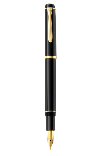 Pelikan P 200 vergoldet – Federspitze F – Schwarz – Patronen