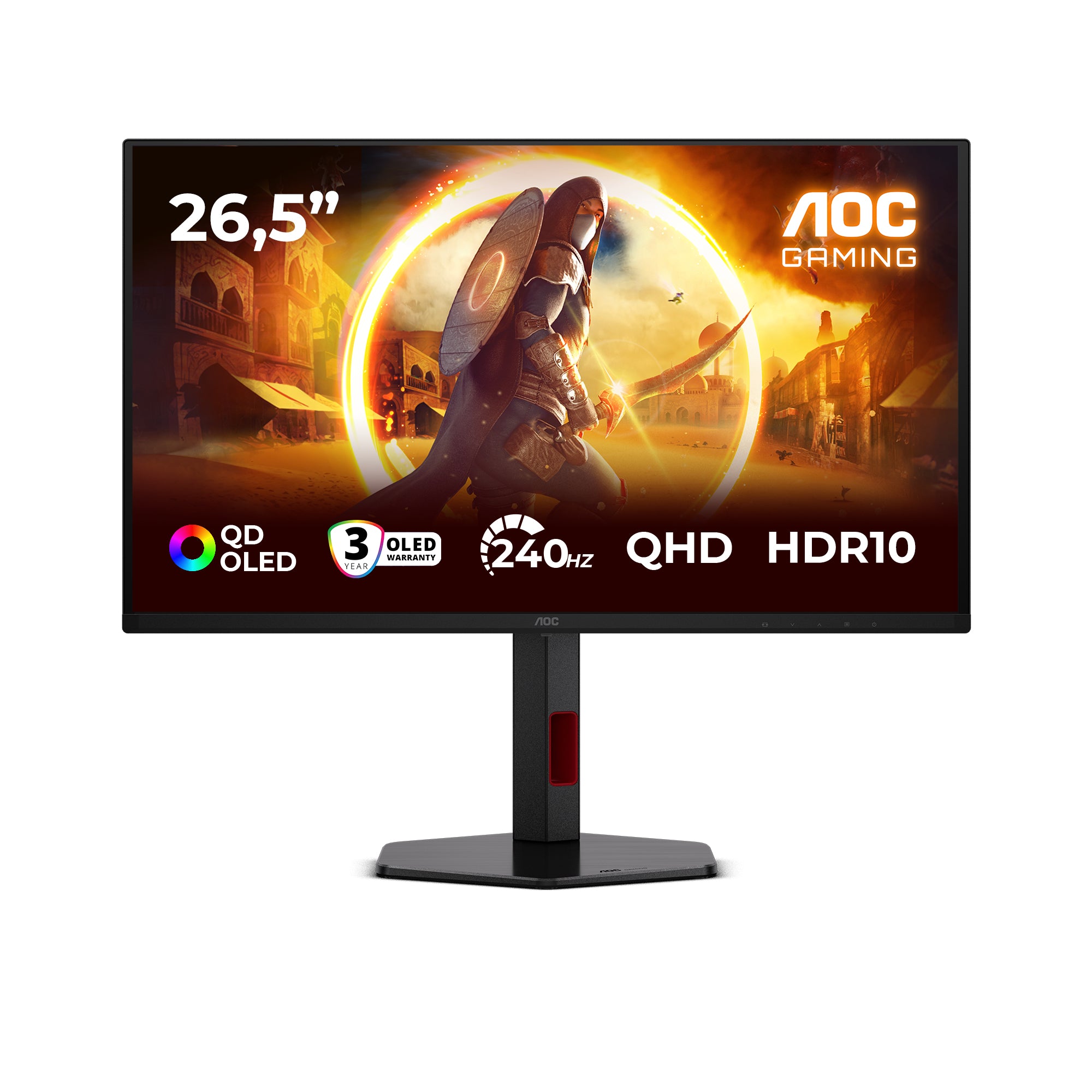 AOC Q27G4ZDR – Monitor, 26,5" WQHD (2560 × 1440), OLED, 240 Hz, Adaptive Sync, VESA 100 × 100, Rot