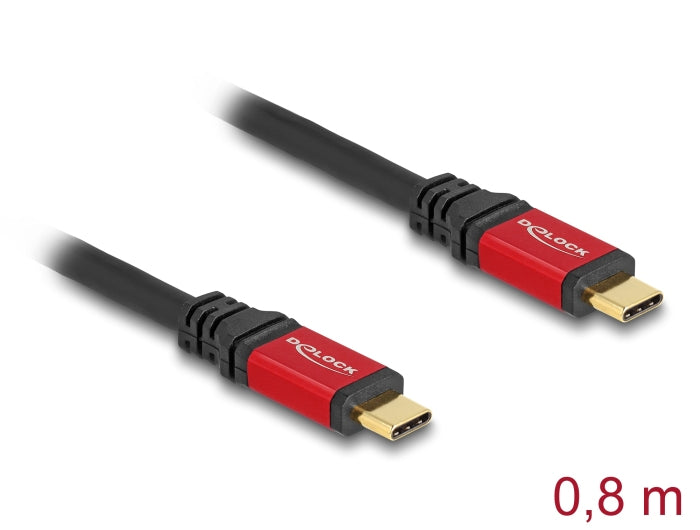DeLOCK USB-C auf USB-C Kabel – USB4 20 Gbit/s – 0,8 m – PD 100 W – 4K/60, DP 1.4a – E-Marker
