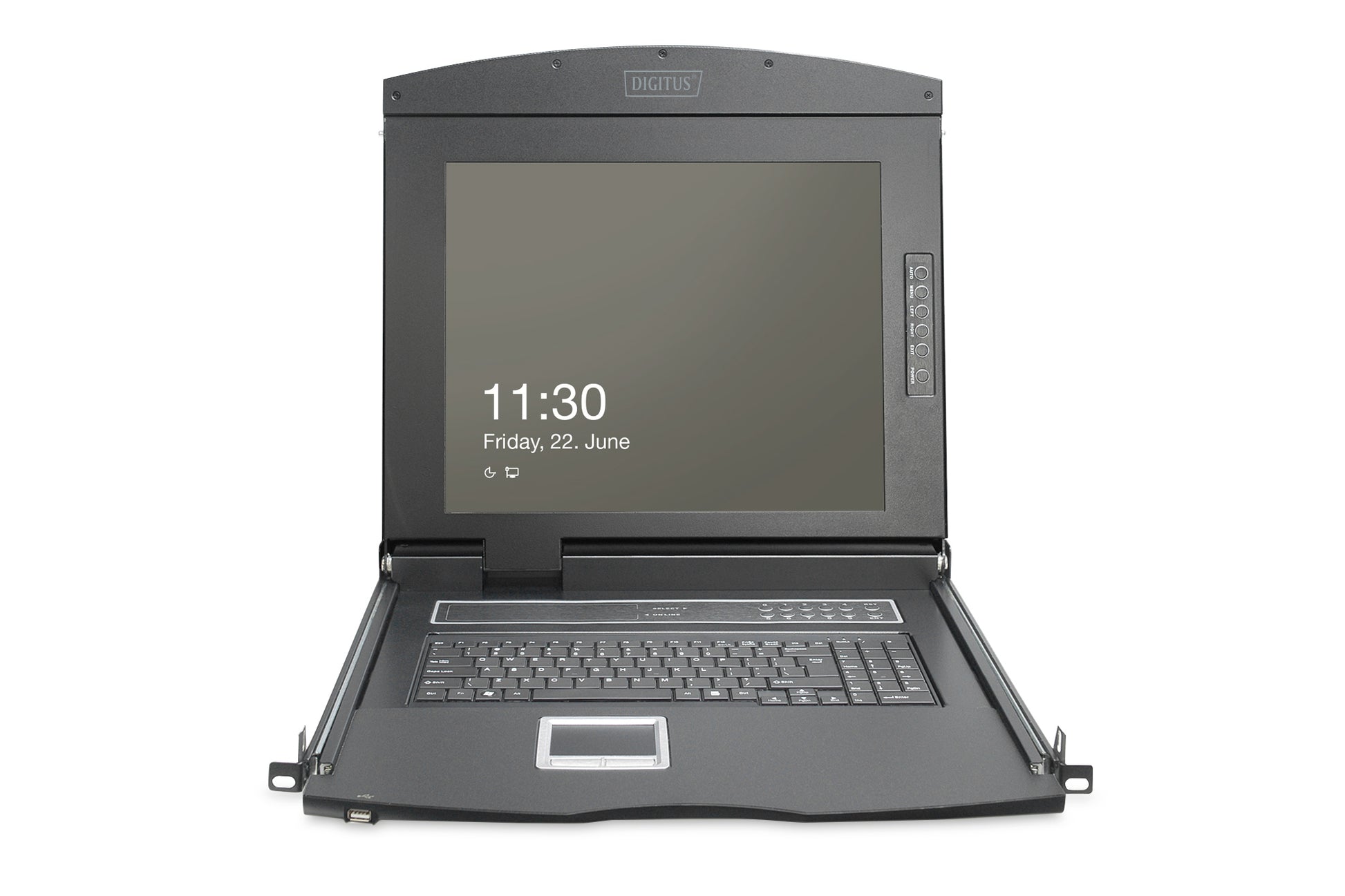 Digitus DS-72221-6GE – 19" Rack-LCD-Konsole – 1920 × 1080, 8-Port HDMI KVM, USB 2.0, DE QWERTZ – 1U