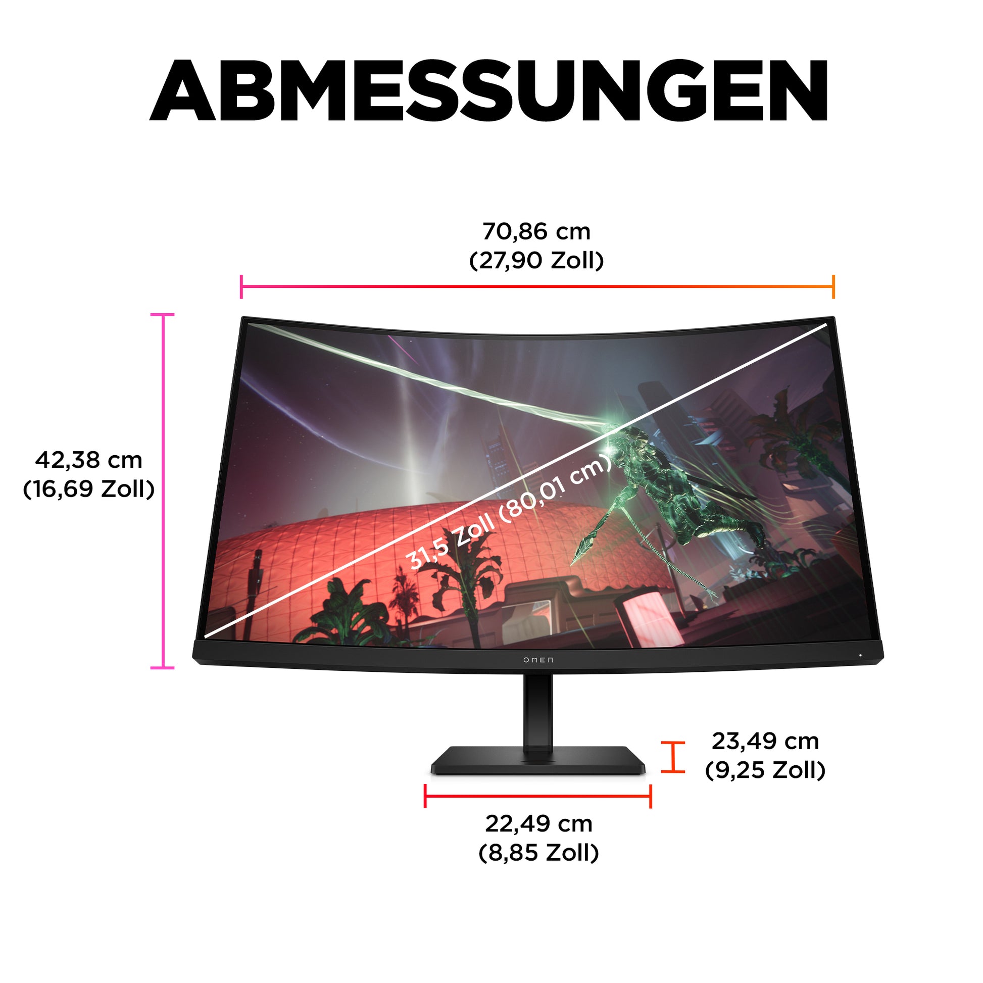 HP OMEN 32c – Monitor, 32", 2560 × 1440 (WQHD), VA, 165 Hz, Gebogen