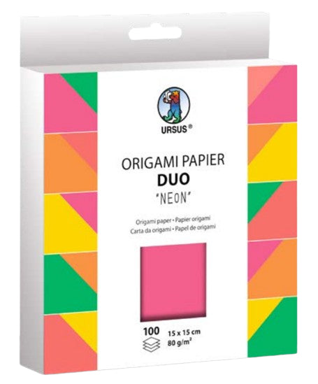 URSUS Origamipapier Duo – 15 × 15 cm, sortiert, 80 g/m² – 100 Blatt