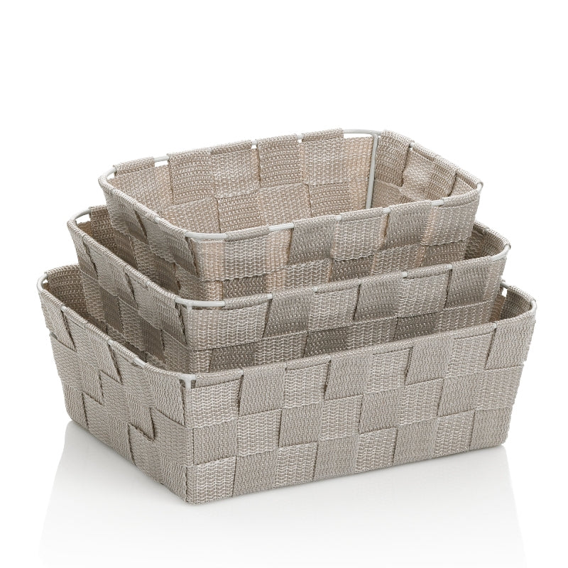 Kela Aufbewahrungsbox (Bad) – Polypropylen (PP), 22/20/24×9 cm, Silbergrau, 3er-Set