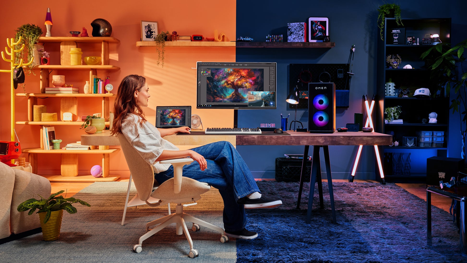 HP OMEN Transcend 32 – 31,5", 3840 × 2160 (4K), OLED, 240 Hz, USB-C 140 W, KVM, DisplayHDR 400