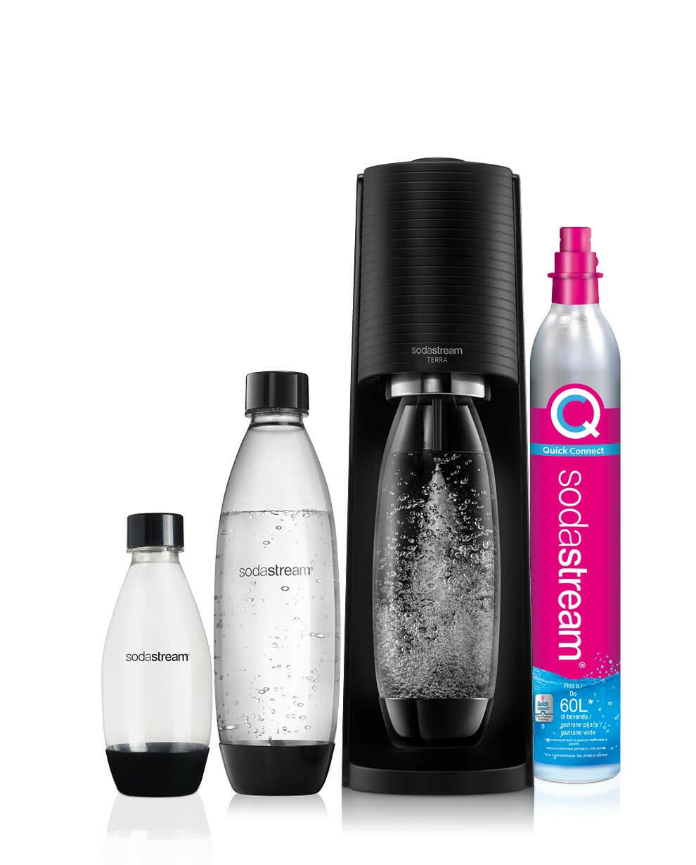 SodaStream Soda-Maker Terra Megapack – 1 l, Metall/Kunststoff, Schwarz