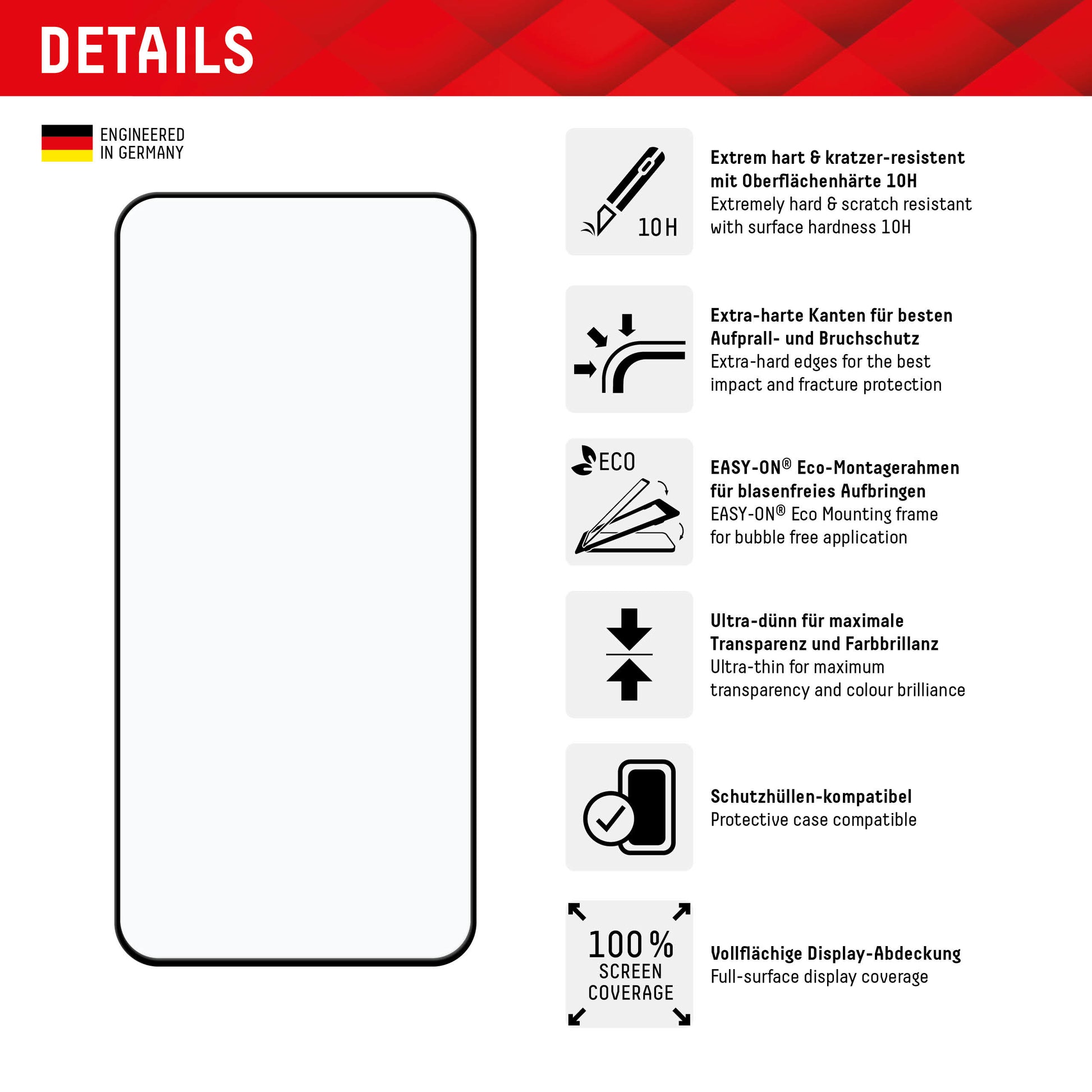 E.V.I. Displayschutz (Panzerglas), Full Cover – für Galaxy A35/A55 5G – mit Applikator