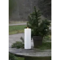 Star Trading LED-Kerze Aussen – 37,5 cm, 0,13 W, Warmweiss, IP44, Batteriebetrieb (3×AA), Timer, Weiss