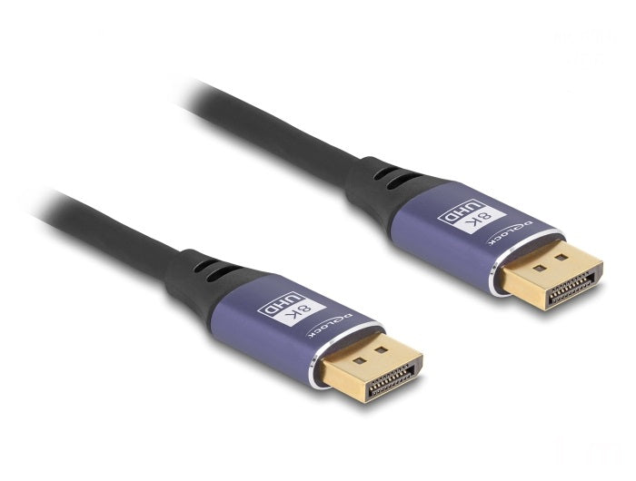 DeLOCK DisplayPort Kabel DP 1.4 8K 60 Hz – 2 m – Schwarz/Flieder
