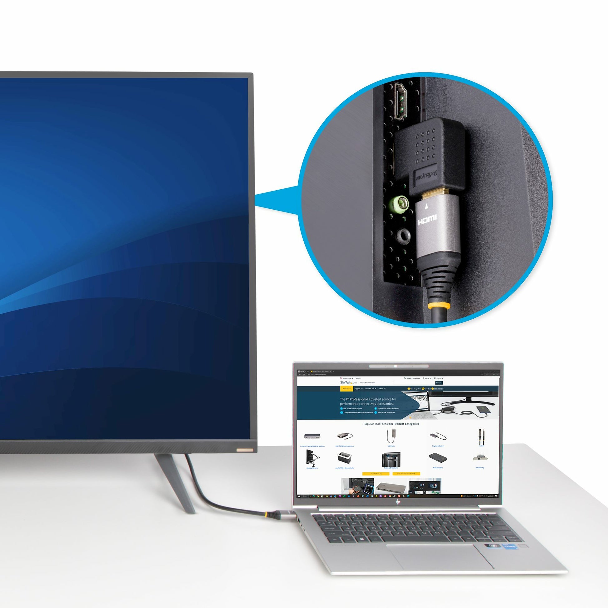 StarTech.com HDMI (Stecker) auf HDMI (Buchse) Adapter, HDMI 2.0, 4K@60 Hz, 90° gewinkelt