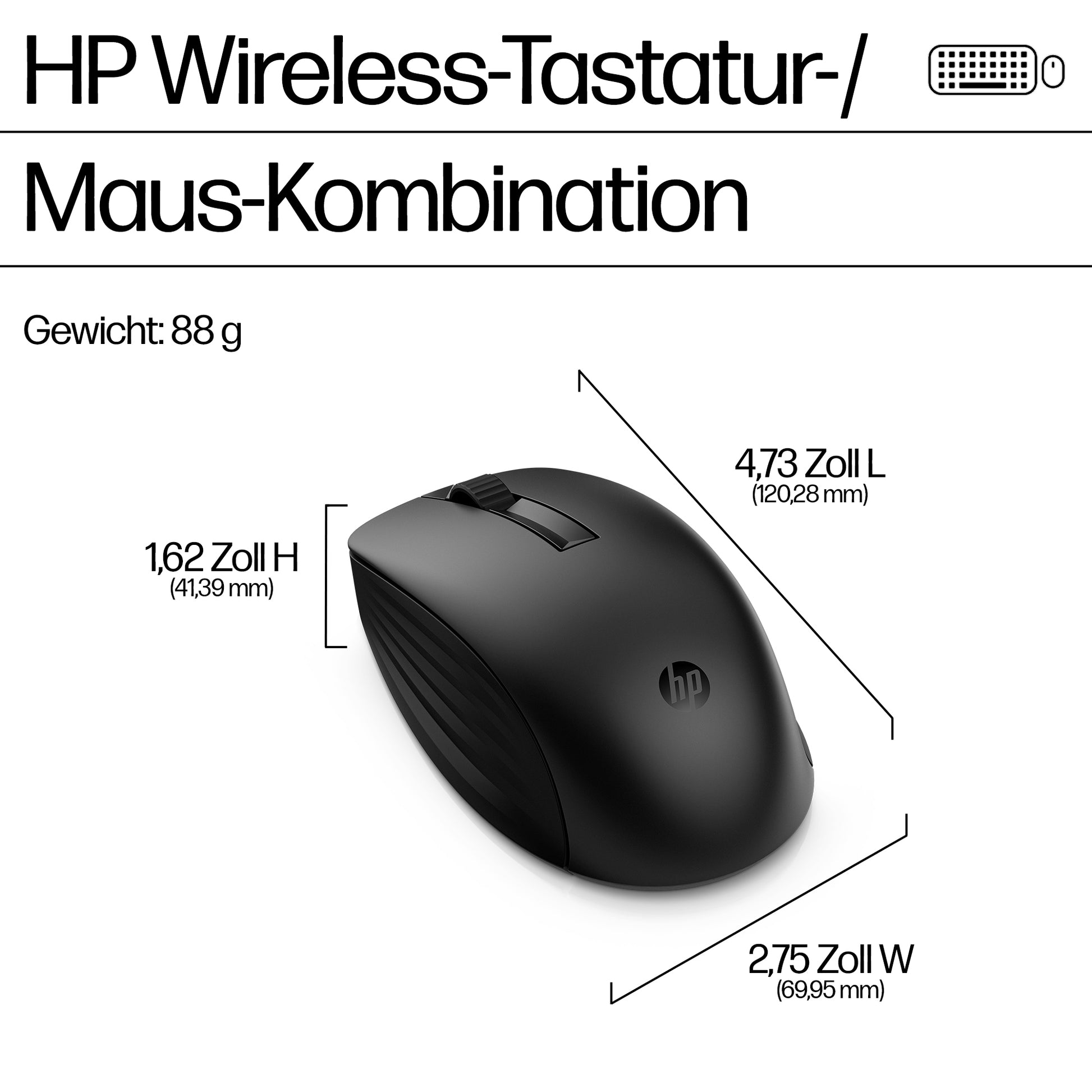 HP 655 – Tastatur, kabellos, weiss