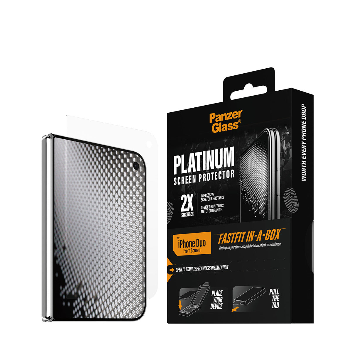 PanzerGlass Displayschutz (Panzerglas), Case Friendly – für iPhone Duo – mit Applikator