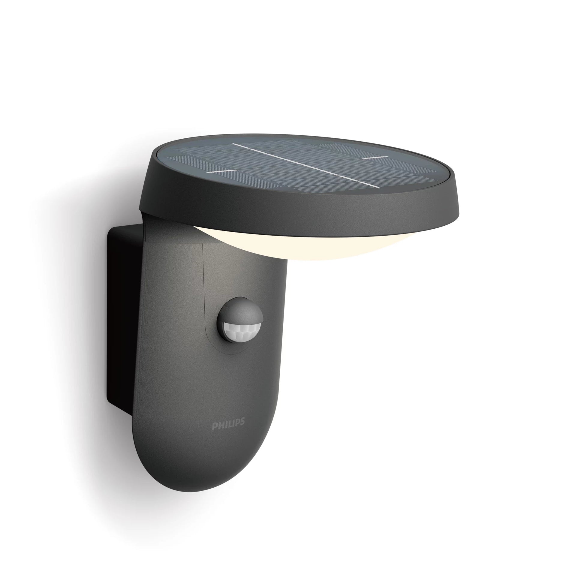Philips by Signify Philips Aussenwandleuchte – Warmweiss, 3000 K – IP44 – Solarbetrieb – Dämmerungssensor – Anthrazit, Aluminium