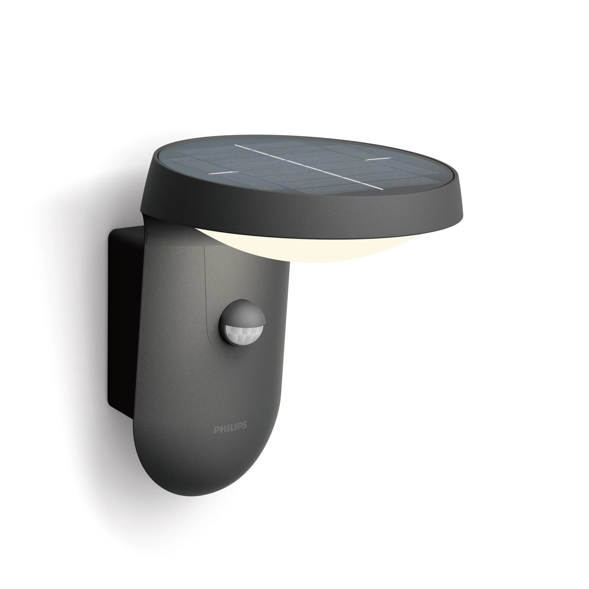 Philips by Signify Philips Aussenwandleuchte – Warmweiss, 3000 K – IP44 – Solarbetrieb – Dämmerungssensor – Anthrazit, Aluminium