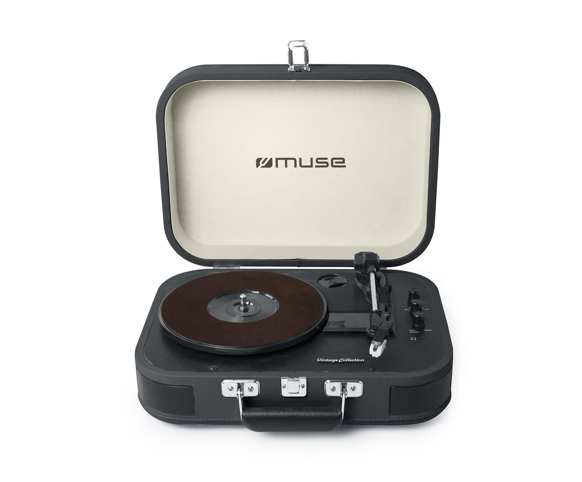 Muse MT-201 DG – Plattenspieler (Riemenantrieb), Bluetooth, Phono-Vorverstärker, 33⅓/45/78 U/min – Schwarz