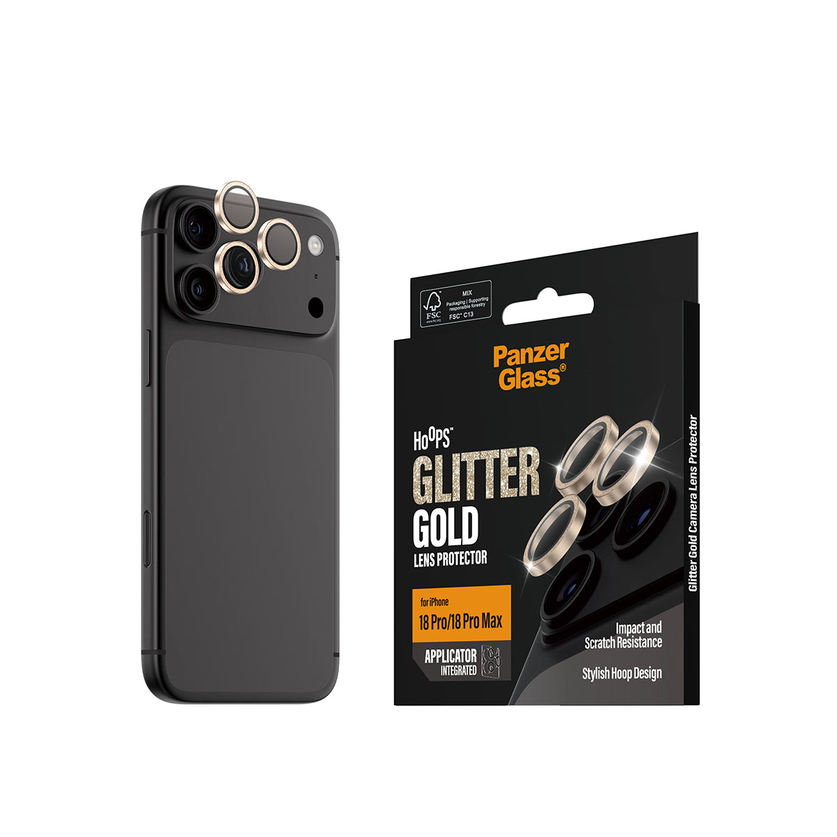 PanzerGlass Hoops – Kameraschutz, kratz- & schockresistent – für iPhone 18 Pro, iPhone 18 Pro Max – Gold