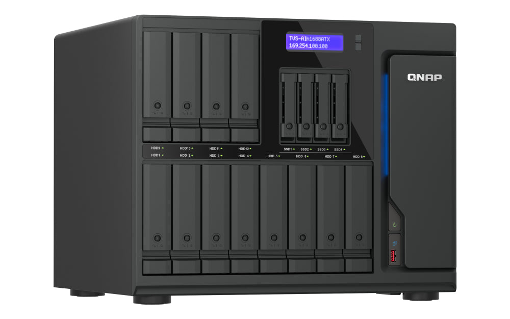QNAP TVS-AIH1688ATX-U9-32G – 16-Bay Tower NAS – Intel Core Ultra9 285, 32 GB RAM, 10GbE, QuTS hero