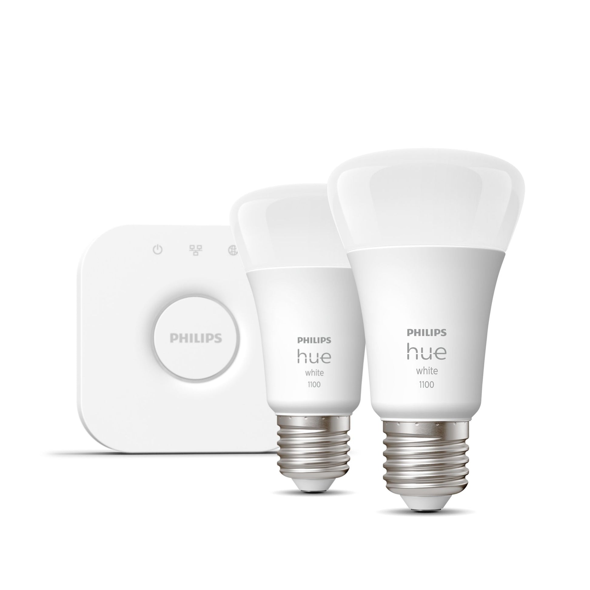 Philips by Signify Philips Hue Smart-Leuchtmittel E27 Weiss – 1055 lm, 2700 K, App-Steuerung, dimmbar – 2er-Pack