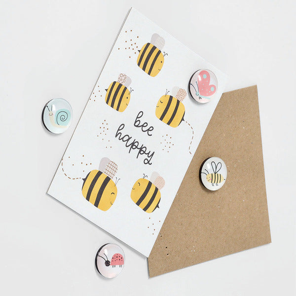 Zeller Present Magnet-Set Insekten – 4-teilig – Ø 2,5 × 0,8 cm – Magnet & Kunststoff, mehrfarbig