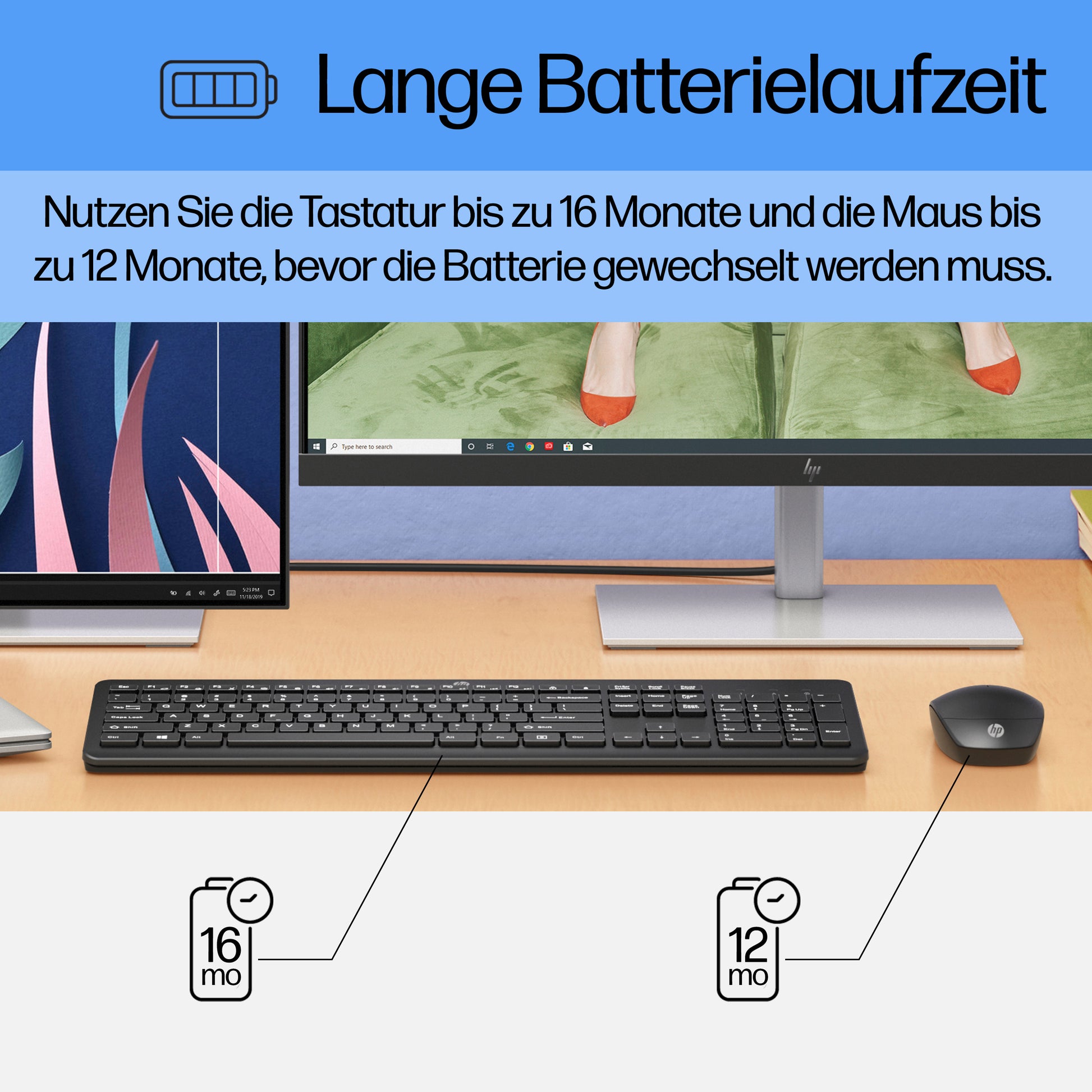 HP 230 – Tastatur- und Maus-Set – Membran – 2,4 GHz USB-A (Empfänger) – Weiss – für HP-PCs mit USB-A-Anschluss